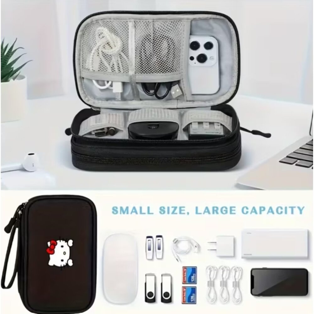 Hello Kitty Travel Cable Organizer Case Cute Sanrio Tech Storage Bag Zipper NWOT